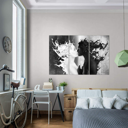 Runa Art Bild Milk und Coffee Modern Wandbilder Wohnzimmer Schlafzimmer 1 Teilig - Made In Germany - Liebe Schwarz Weiss Flur 005015b