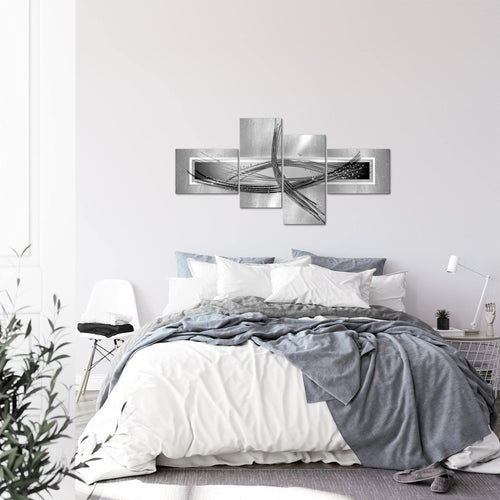 Runa Art Wandbilder Set XXL AbstraktWohnzimmer Schlafzimmer Schwarz Weiss 4 Teilig - Made in Germany - 103645c