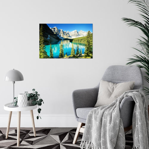 Runa Art Bild Wald See Modern Wandbilder Wohnzimmer Schlafzimmer 1 Teilig - Made In Germany - Natur Grün Blau Flur 049715a