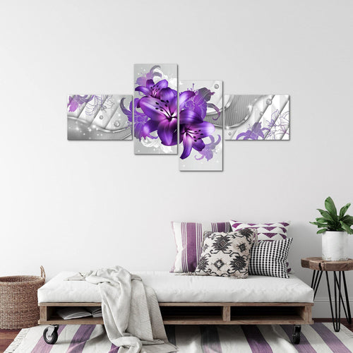 Runa Art Wandbilder Set XXL Blumen LilienWohnzimmer Schlafzimmer Rot 4 Teilig - Made in Germany - 017345b