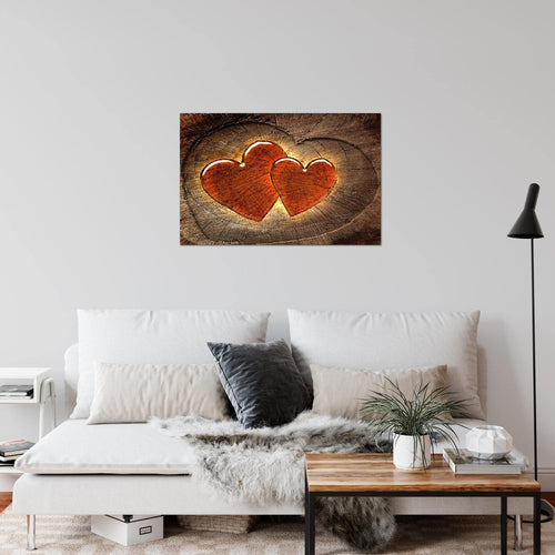 Runa Art Bild Herzen Holz Modern Wandbilder Wohnzimmer Schlafzimmer 1 Teilig - Made In Germany - Abstrakt Braun Rot Flur 104115a