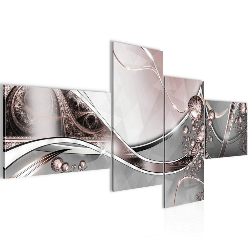 Runa Art Wandbilder Set XXL Abstrakt Wohnzimmer Schlafzimmer Grau Rosa 4 Teilig - Made in Germany - 109145a