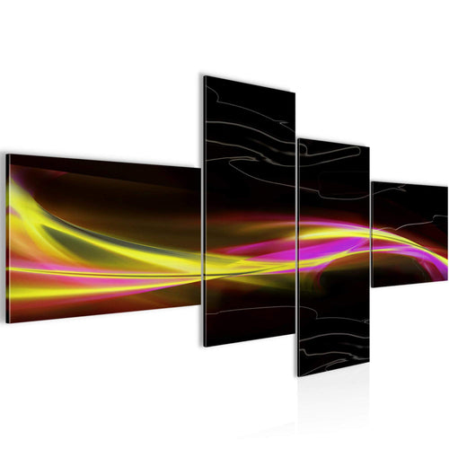 Runa Art Wandbilder Set XXL Abstrakt Wohnzimmer Schlafzimmer Schwarz Gelb Rosa 4 Teilig - Made in Germany - 103245a