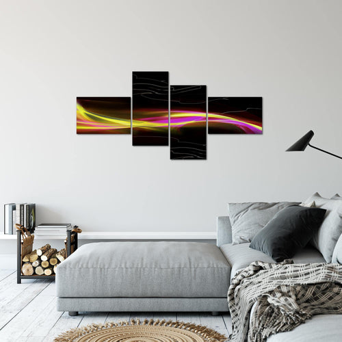 Runa Art Wandbilder Set XXL Abstrakt Wohnzimmer Schlafzimmer Schwarz Gelb Rosa 4 Teilig - Made in Germany - 103245a
