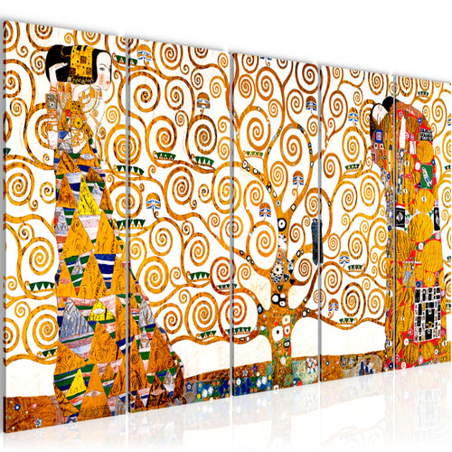 Runa Art Bild Gustav Klimt Baum des Lebens Wandbilder auf Vlies Leinwand 5 Teilig Wanddekoration Wohnzimmer 700056a