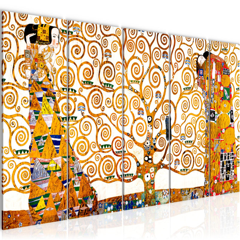 Runa Art Bild Gustav Klimt Baum des Lebens Wandbilder auf Vlies Leinwand 5 Teilig Wanddekoration Wohnzimmer 700056a