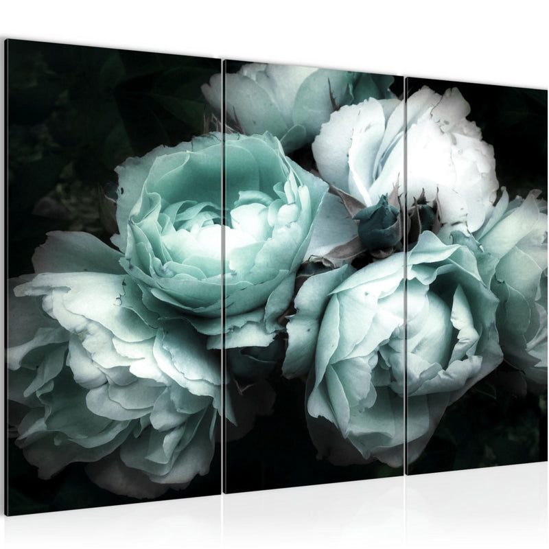 Runa Art Wandbilder Blumen Rosen Bild XXL Wohnzimmer Schlafzimmer Schwarz Bunt Vintage 120 x 80 cm 3 Teilig 039131b