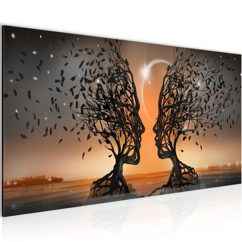Runa Art Wandbild Abstrakt 100 x 40 cm Modern Bild auf Vlies Leinwand Orange Wohnzimmer Schlafzimmer Büro Gesichter 044812c