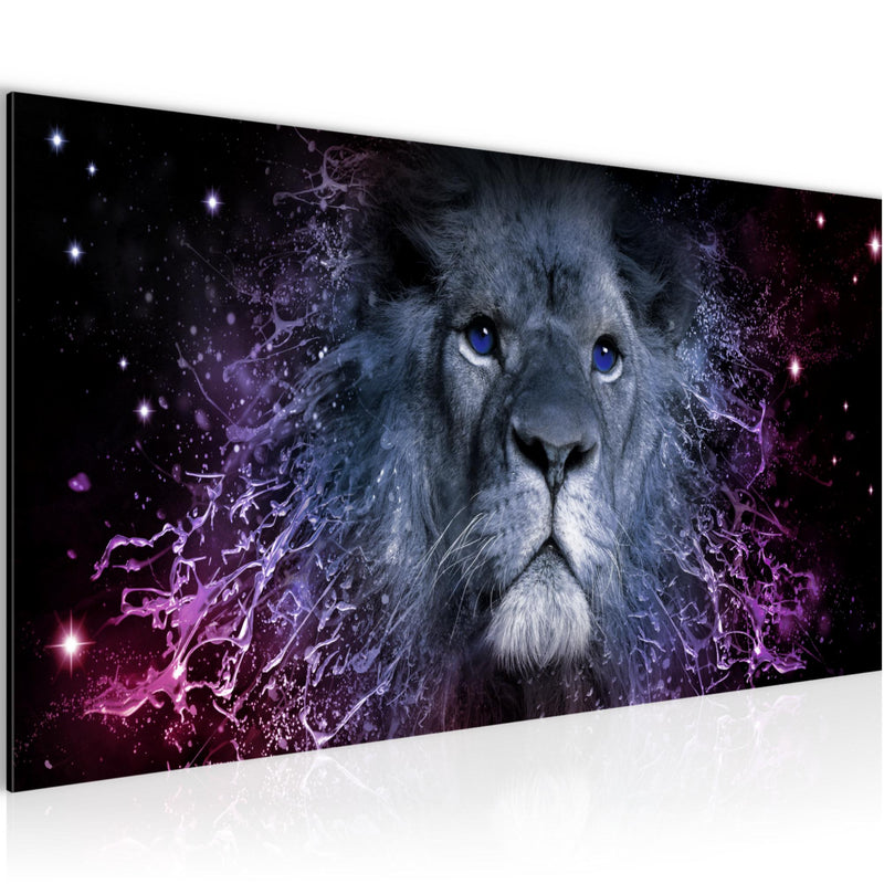 Runa Art Wandbild Sternzeichen Löwe 1 Teilig 100 x 40 cm Modern Bild auf Vlies Leinwand Abstrakt Tiere Wohnzimmer Schlafzimmer Lila 040712c