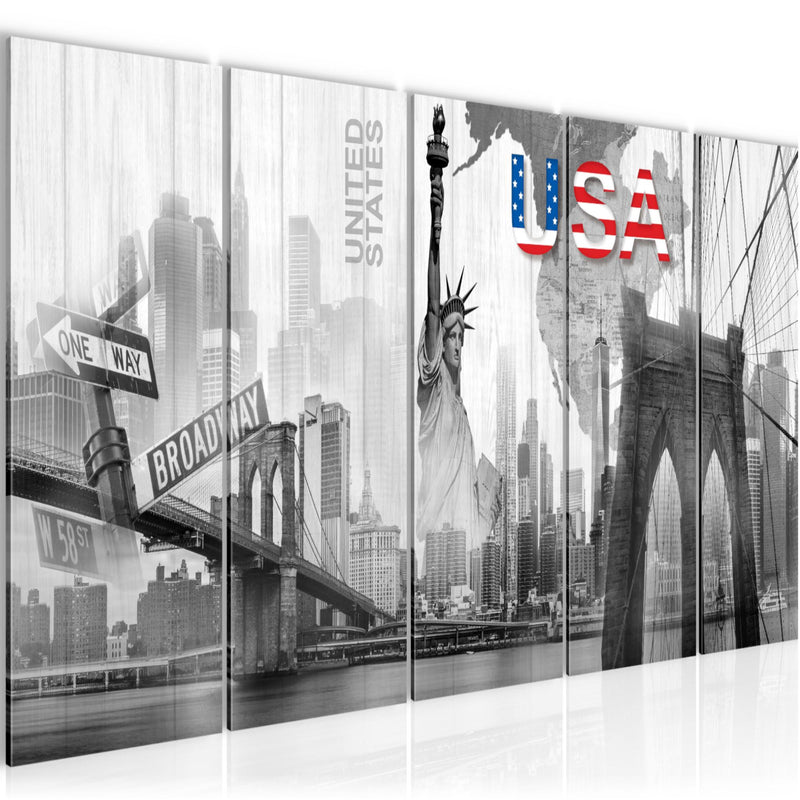 Runa Art Bild New York Wandbilder auf Vlies Leinwand 5 Teilig Wanddekoration Wohnzimmer Büro 034756c