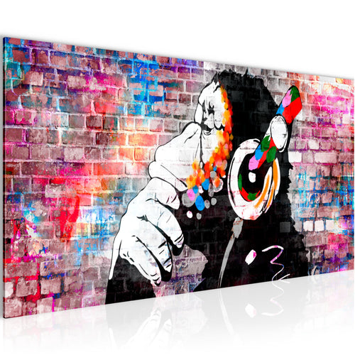 Runa Art Wandbild Street Art 100 x 40 cm Modern Bild auf Vlies Leinwand Bunt Wohnzimmer Schlafzimmer Büro Affe 042512c
