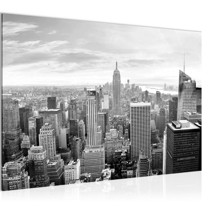 Runa Art Bild New York Skyline Modern Wandbilder Wohnzimmer Büro 1 Teilig - Made In Germany - Städte Schwarz Weiss Flur 010215c