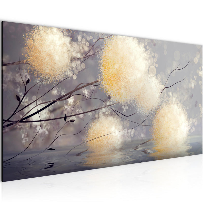 Runa Art Wandbild Pusteblumen 100 x 40 cm Modern Bild auf Vlies Leinwand Abstrakt Wohnzimmer Schlafzimmer Grau Beige 044212a
