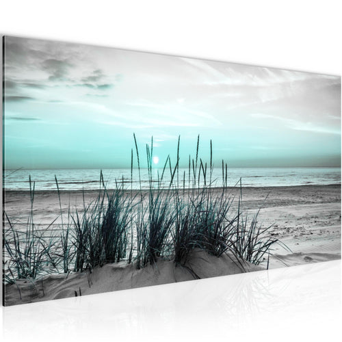 Runa Art Wandbild Landschaft 100 x 40 cm Modern Bild auf Vlies Leinwand Türkis Wohnzimmer Schlafzimmer Büro Strand 043712c