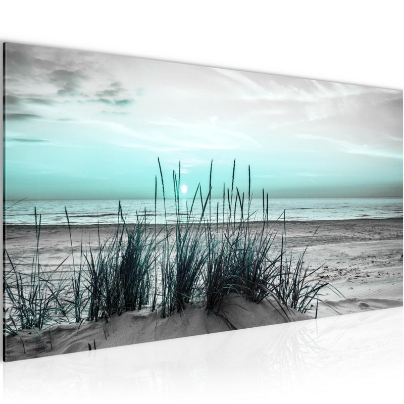 Runa Art Wandbild Landschaft 100 x 40 cm Modern Bild auf Vlies Leinwand Türkis Wohnzimmer Schlafzimmer Büro Strand 043712c