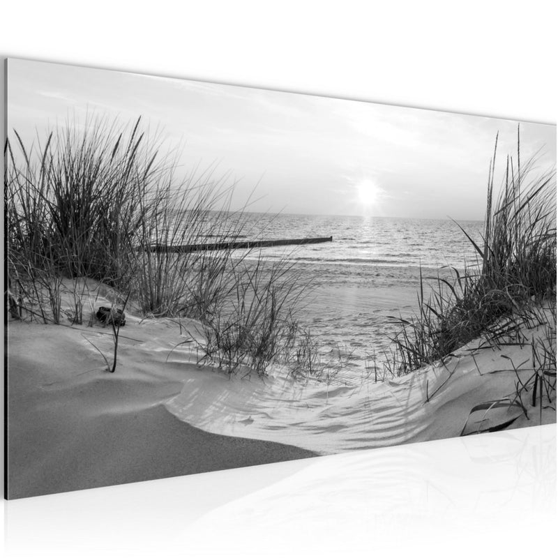 Runa Art Wandbild Landschaft 100 x 40 cm Modern Bild auf Vlies Leinwand Schwarz Wohnzimmer Schlafzimmer Büro Strand 041712c