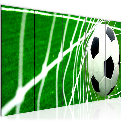 Runa Art Wandbild XXL Fussball Wohnzimmer Schlafzimmer 200 x 80 cm Grün 5 Teilig - Made in Germany - 611455a