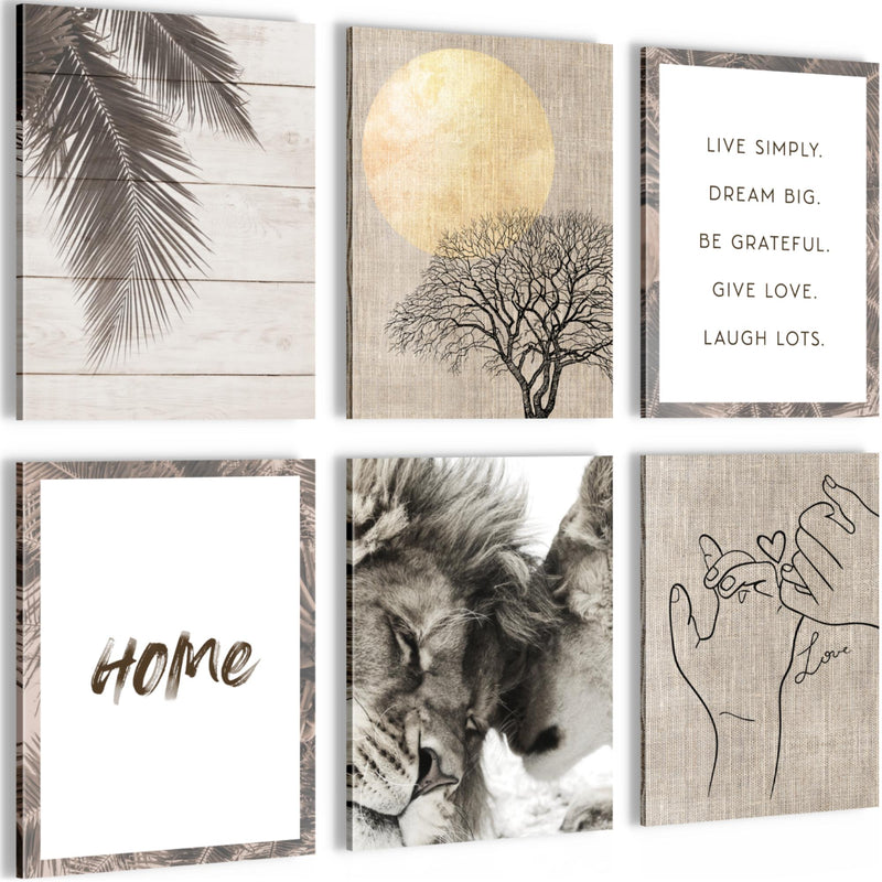 Novart Wandbilder - KEIN EXTRA RAHMEN BENÖTIGT - Wohnzimmer Schlafzimmer - Bilder Modern Löwen Liebe - Zitate - N018565a