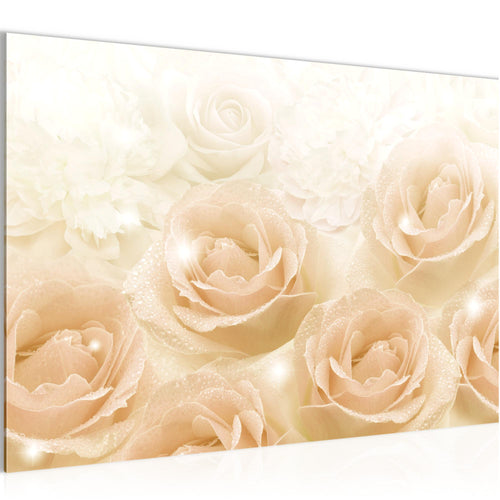 Runa Art Bild Blumen Rosen Modern Wandbilder Wohnzimmer 1 Teilig - Made In Germany - Vintage Beige Flur 017215b