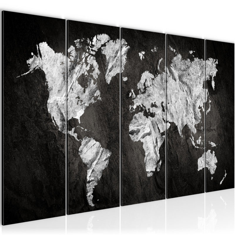 Runa Art Wandbild XXL Weltkarte Büro Wohnzimmer 200 x 80 cm Schwarz Weiss 5 Teilig - Made in Germany - 002955a