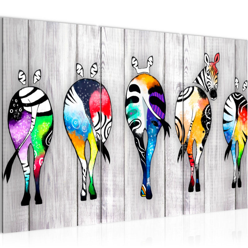 Runa Art Wandbilder Zebra Bild XXL Wohnzimmer Schlafzimmer Grau Bunt Abstrakt 120 x 80 cm 3 Teilig 034031c