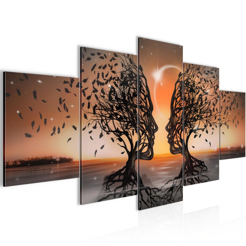 Runa Art Bild Wohnzimmer Schlafzimmer Büro Abstrakt 5 Teilig Orange Gesichter Wandbilder auf Vlies Leinwand 044853c