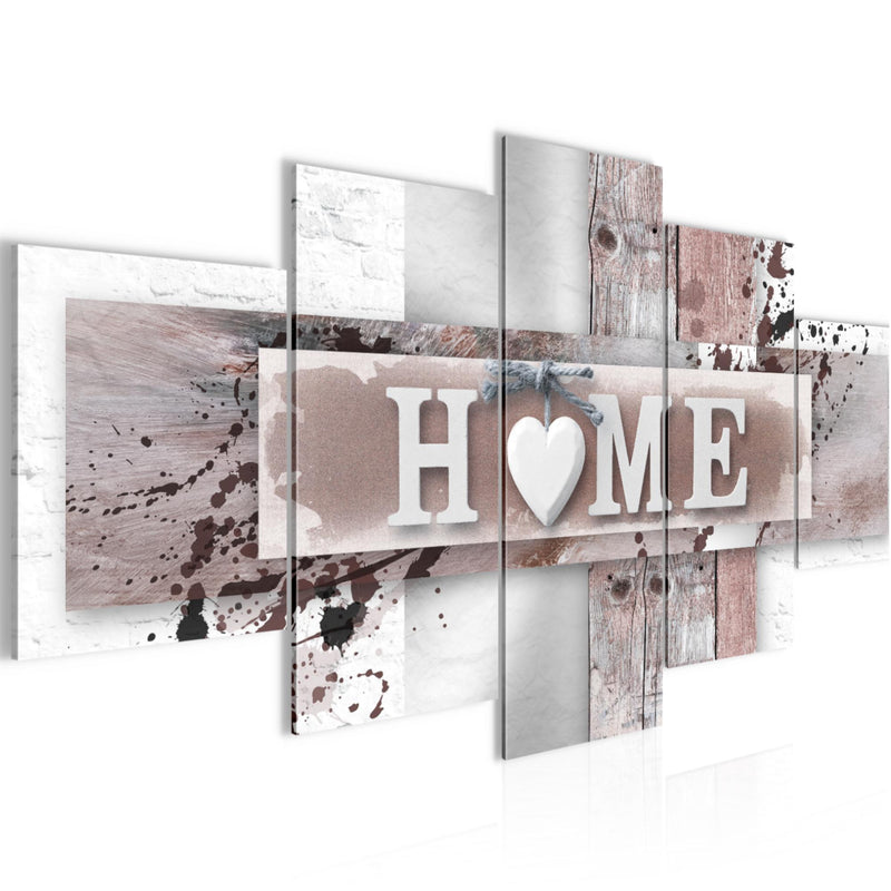 Runa Art - Bilder Love 200 x 100 cm 5 Teilig XXL Wanddekoration Design Zuhause Weiß 504551b