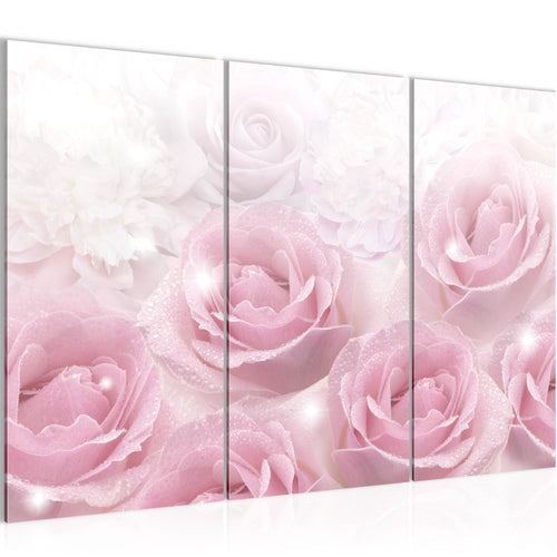 Runa Art Wandbilder Blumen Rosen Bild XXL Wohnzimmer Schlafzimmer Rosa Vintage 120 x 80 cm 3 Teilig 017231a