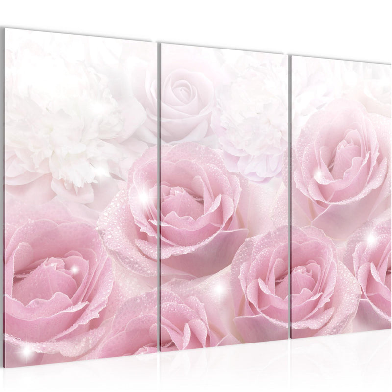 Runa Art Wandbilder Blumen Rosen Bild XXL Wohnzimmer Schlafzimmer Rosa Vintage 120 x 80 cm 3 Teilig 017231a