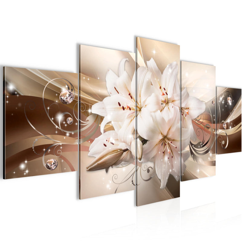 Runa Art - Bilder Blumen Pflanzen 200 x 100 cm 5 Teilig XXL Wanddekoration Design Natur Beige 020151a