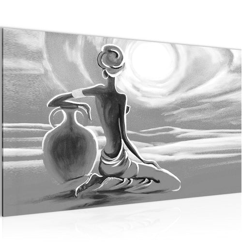 Runa Art Bild Afrika Modern Wandbilder Wohnzimmer Schlafzimmer Büro 1 Teilig - Made In Germany - Grau Frau Flur 000915c