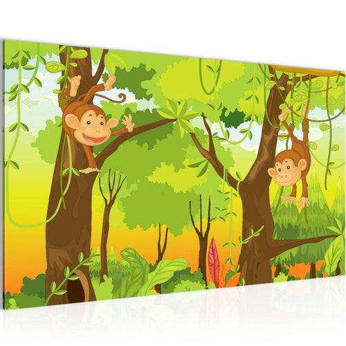 Runa Art Bild Kinderzimmer Wald Modern Wandbilder Babyzimmer Spielzimmer 1 Teilig - Made In Germany - Waldtiere Grün Flur 001815c