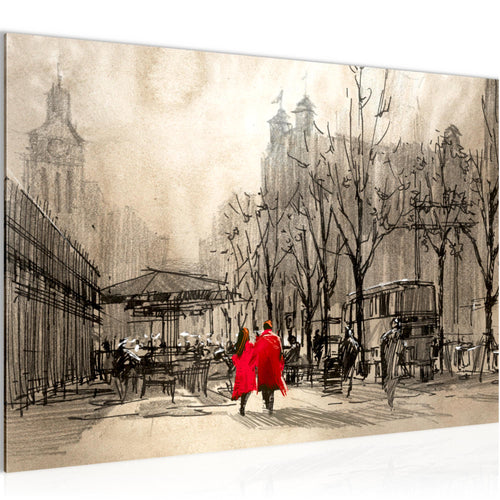 Runa Art Bild London Modern Wandbilder Wohnzimmer Schlafzimmer 1 Teilig - Made In Germany - Stadt Abstrakt Braun Flur 009715a
