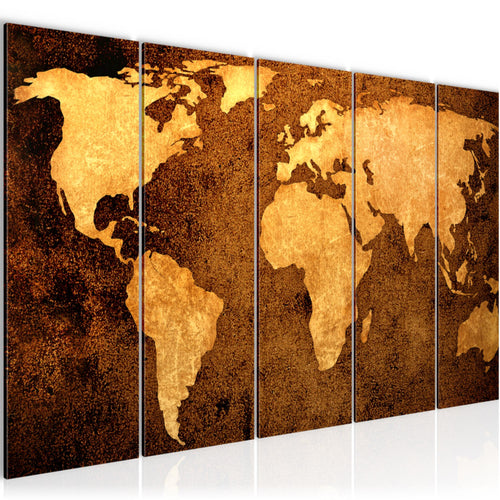 Runa Art Bild Weltkarte Wandbilder auf Vlies Leinwand 5 Teilig Wanddekoration Büro Wohnzimmer 101756a