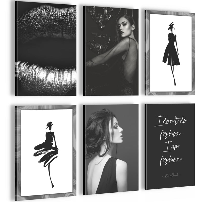 Novart Wandbilder Set Fashion - KOMPLETT AUFHÄNGFERTIG - Made in Germany - Moderne Bilder  Wohnzimmer Mädchen Teenager - N000864a