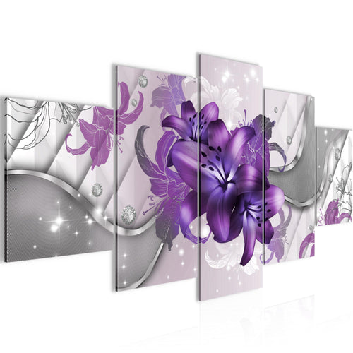 Runa Art Bild Wohnzimmer Schlafzimmer Blumen Lilien 5 Teilig Abstrakt Violett Lila Wandbilder auf Vlies Leinwand 016553c