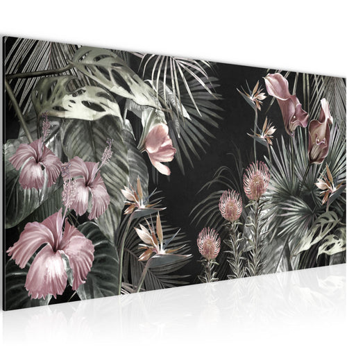Runa Art Wandbild Blumen 100 x 40 cm Modern Bild auf Vlies Leinwand Vintage Natur Wohnzimmer Grün 043312b