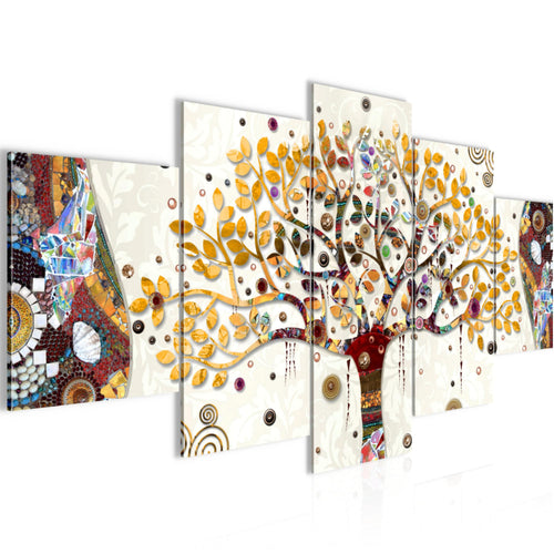 Runa Art - Bilder Gustav Klimt Baum des Lebens 200 x 100 cm 5 Teilig XXL Wanddekoration Design Bunt 004651a