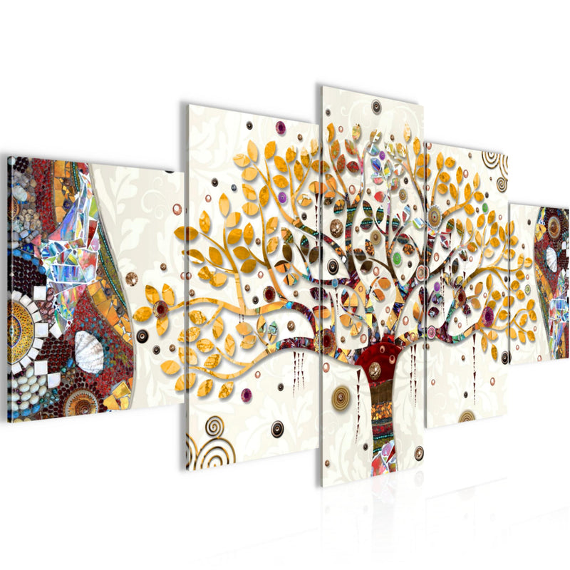 Runa Art - Bilder Gustav Klimt Baum des Lebens 200 x 100 cm 5 Teilig XXL Wanddekoration Design Bunt 004651a