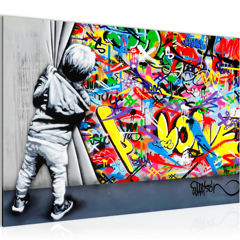 Runa Art Bild Kinderzimmer Modern Wandbilder Wohnzimmer Schlafzimmer Büro 1 Teilig - Made In Germany - Grau Kind Flur 043515a