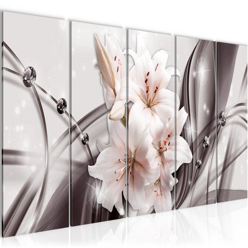 Runa Art Bild Blumen Lilien Wandbilder auf Vlies Leinwand 5 Teilig Wanddekoration Wohnzimmer Schlafzimmer 017156c