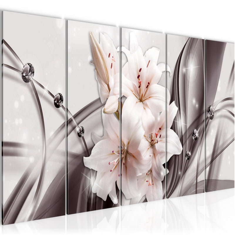 Runa Art Bild Blumen Lilien Wandbilder auf Vlies Leinwand 5 Teilig Wanddekoration Wohnzimmer Schlafzimmer 017156c