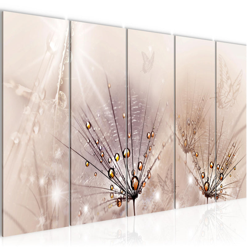 Runa Art Wandbild XXL Pusteblume Wohnzimmer Schlafzimmer 200 x 80 cm Rosa 5 Teilig - Made in Germany - 016955a