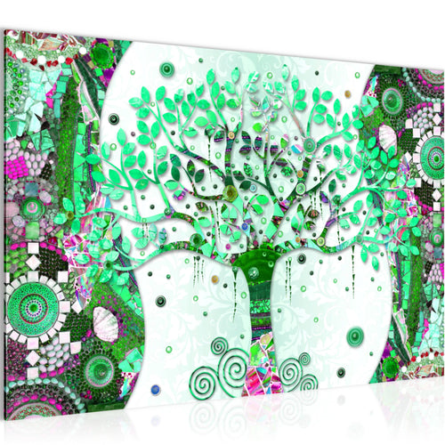 Runa Art Bild Modern Wandbilder Wohnzimmer Schlafzimmer 1 Teilig - Made In Germany - Gustav Klimt - Baum des Lebens Grün Flur 004615b