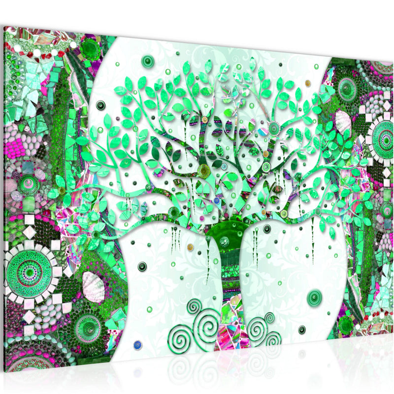 Runa Art Bild Modern Wandbilder Wohnzimmer Schlafzimmer 1 Teilig - Made In Germany - Gustav Klimt - Baum des Lebens Grün Flur 004615b