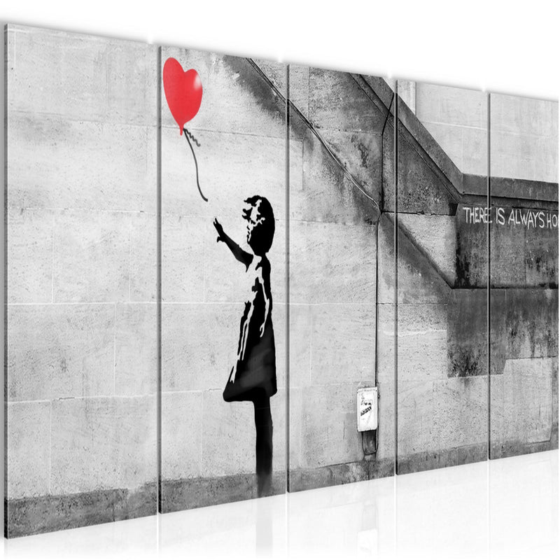 Runa Art Wandbilder XXL Street Art Wohnzimmer Schlafzimmer Büro 200 x 80 cm Ballon 5 Teilig - Made in Germany - 301655a