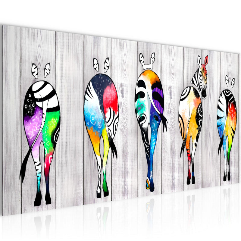 Runa Art Wandbild Zebra 1 Teilig 100 x 40 cm Modern Bild auf Vlies Leinwand Abstrakt Wohnzimmer Schlafzimmer Grau Bunt 034012c
