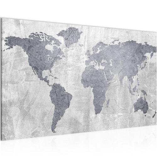 Runa Art Bild Weltkarte Modern Wandbilder Büro Wohnzimmer 1 Teilig - Made In Germany - Kontinente Beton Rosa Flur 104315a