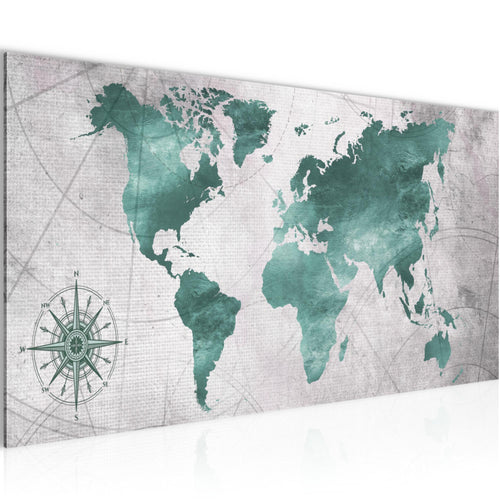 Runa Art Wandbild Weltkarte 1 Teilig 100 x 40 cm Modern Bild auf Vlies Leinwand Vintage Antik Büro Wohnzimmer Pink 026012b