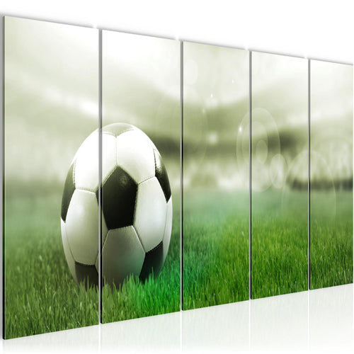 Runa Art Wandbild XXL Fussball Wohnzimmer Schlafzimmer 200 x 80 cm Grau 5 Teilig - Made in Germany - 402455a